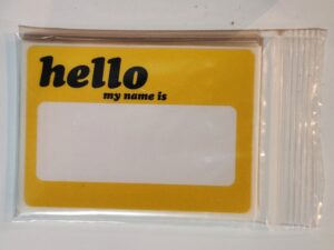 "Hello My Name Is" 25 Pack pressure sensitive labels.